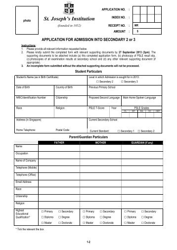 Entrance Tests Application Form(2013).pdf - ST Joseph's Institution