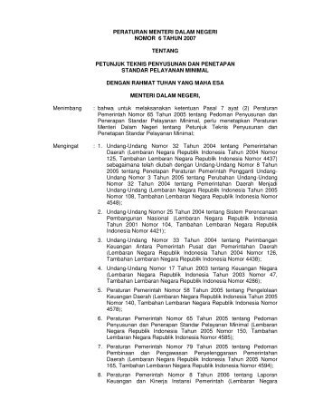 Permendagri 6 Tahun 2007 tentang Petunjuk Teknis Penyusunan ...