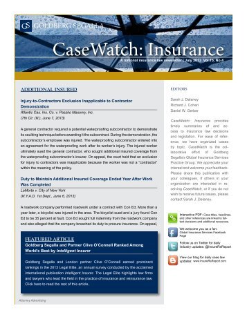 CaseWatch: Insurance - The Insurance & Reinsurance Report