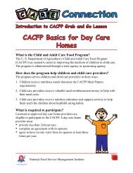 CACFP Basics for Day Care Homes - National Food Service ...