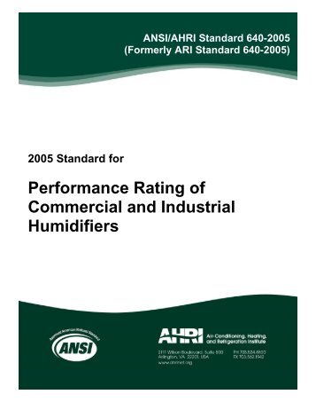 ANSI/AHRI Standard 640-2005
