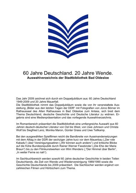 60 Jahre Deutschland. 20 Jahre Wende. - Bad Oldesloe