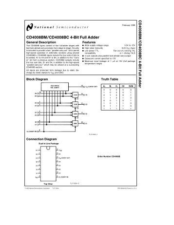 CD4008BM/CD4008BC 4-Bit Full Adder