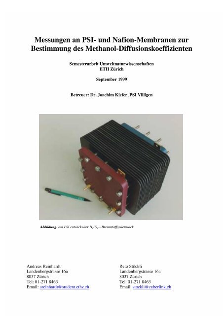 Messungen an PSI- und Nafion-Membranen zur Bestimmung des ...