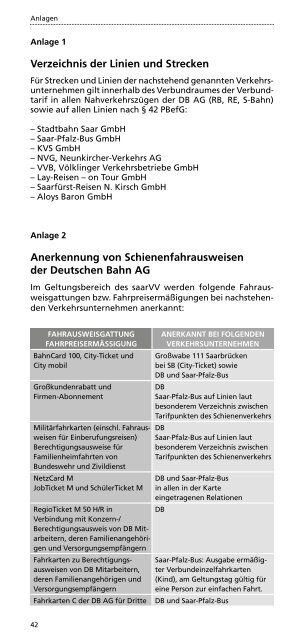 Tarifbestimmungen und Beförderungsbedingungen - Saarland-tarif.de