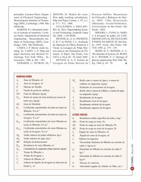 Artigo TÃ©cnico - Diagnostico de lavagem de polpa ... - Revista O Papel