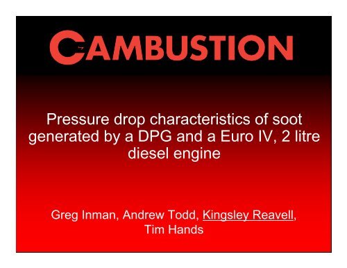 Pressure drop characteristics of soot generated by a DPG and a ...