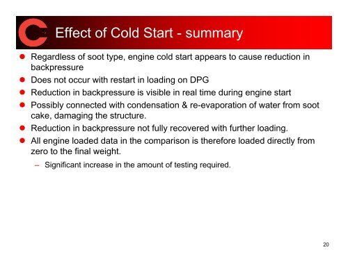 Pressure drop characteristics of soot generated by a DPG and a ...