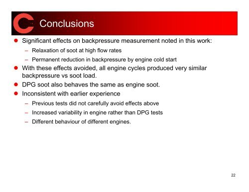 Pressure drop characteristics of soot generated by a DPG and a ...