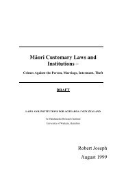 Robert Joseph, Maori Customary Laws and Institutions. - LIANZ