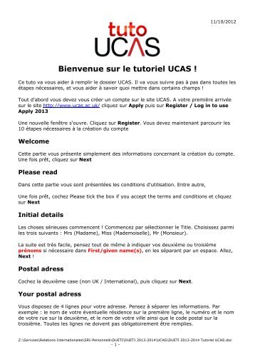 DUETI 2013-2014 Tutoriel UCAS - IUT Annecy