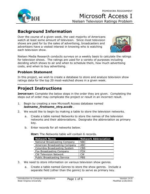 Background Information - Computer Science 101 - West Virginia ...