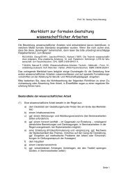 Merkblatt zur formalen Gestaltung wissenschaftlicher Arbeiten