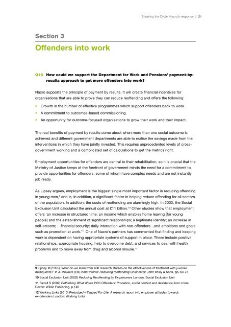 Nacro's response to Breaking the Cycle Green Paper