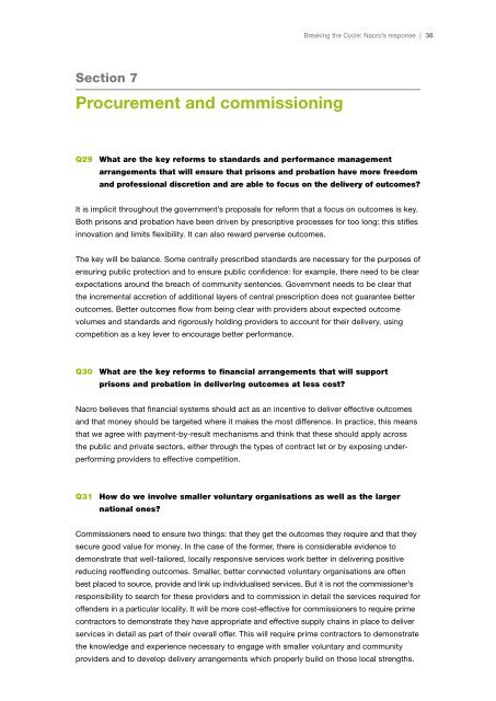 Nacro's response to Breaking the Cycle Green Paper