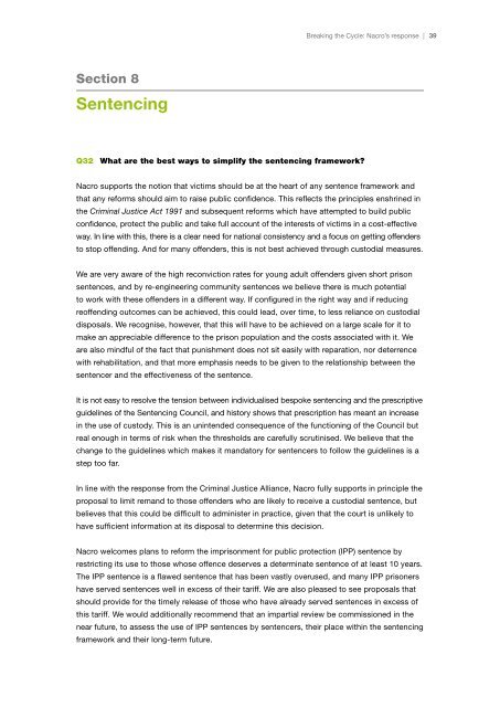 Nacro's response to Breaking the Cycle Green Paper