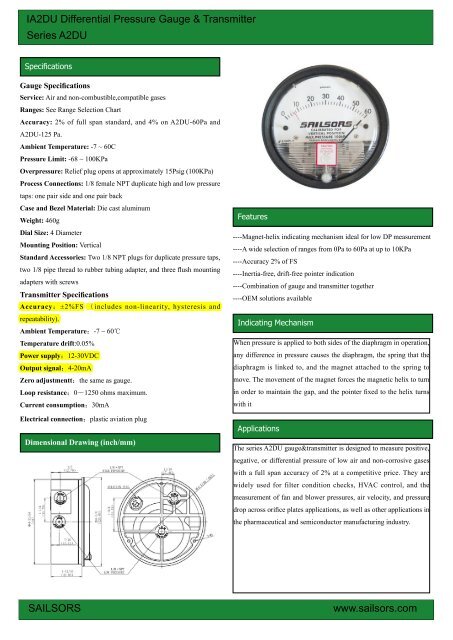 IA2DU Differential Pressure Gauge & Transmitter Series A2DU www ...