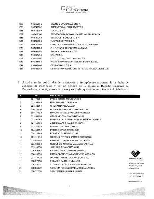 Resolución Proveedores Inscritos Marzo 2009 - Chileproveedores