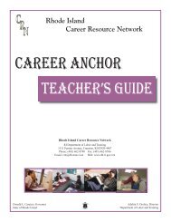 career anchor teacher's guide - RI Department of Labor and Training