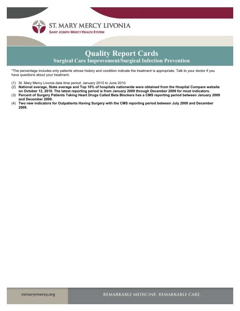 Quality Report Cards Qu alit eport Cards y R - Saint Joseph Mercy ...