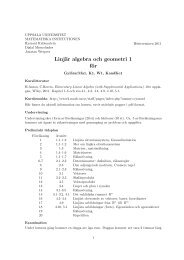 LinjÃ¤r algebra och geometri 1 fÃ¶r - Matematiska institutionen ...