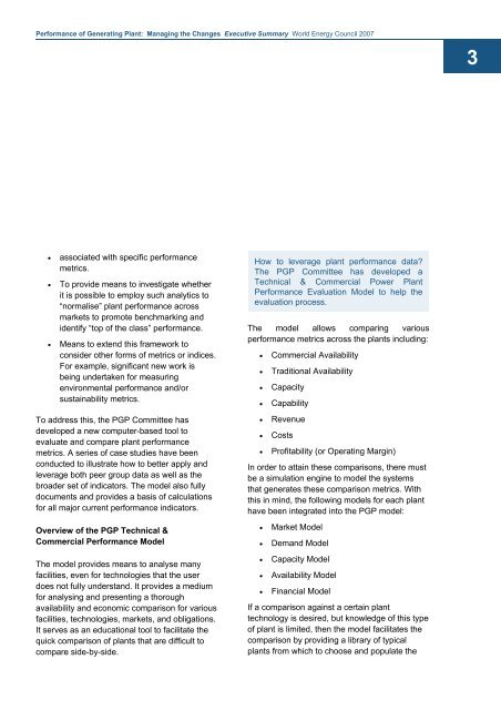 Performance of Generating Plant - World Energy Council