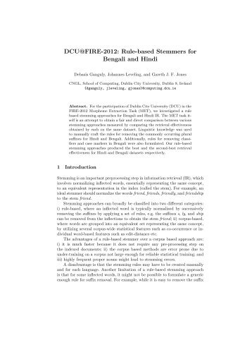 Rule-based Stemmers for Bengali and Hindi - Indian Statistical ...
