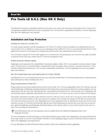 Pro Tools LE 6.0.1 Read Me.pdf - Digidesign Support Archives