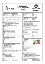 OLIMPUS Sesja jesienna 2010 - Biologia, kl. 2 Gimnazjum