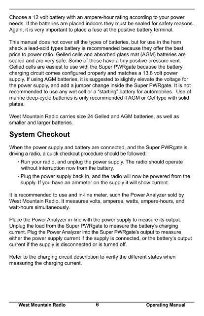 Super PWRgate PG40S Owner's Manual - West Mountain Radio