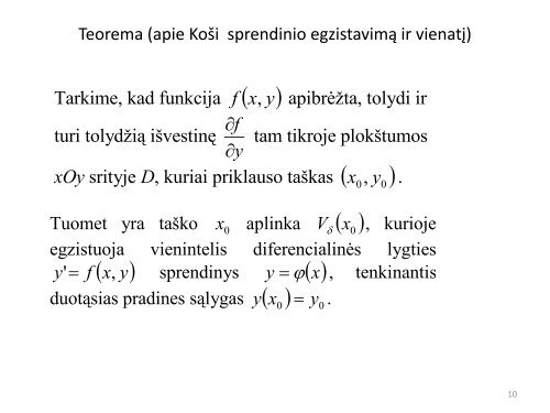 Pirmos eilės diferencialinės lygtys. Pagrindinės sąvokos. Koši ...