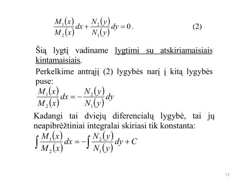 Pirmos eilės diferencialinės lygtys. Pagrindinės sąvokos. Koši ...