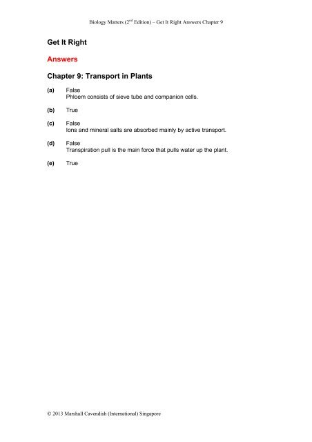 Get It Right Answers Chapter 1 - Marshall Cavendish Education