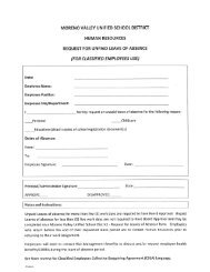 Request for Unpaid Leave of Absence Form - Moreno Valley Unified ...