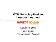 OTM Sourcing Module Lessons Learned