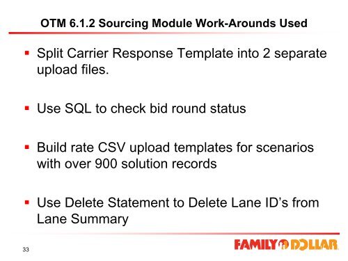 OTM Sourcing Module Lessons Learned