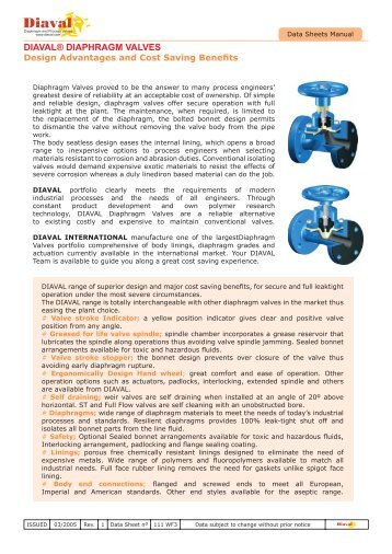 Weir Type Diaphragm Valve - Alma-valves.ie