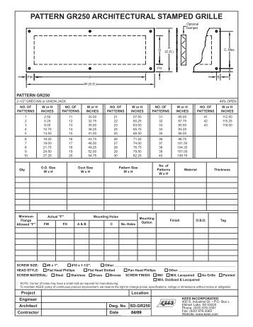 PATTERN GR250 ARCHITECTURAL STAMPED GRILLE