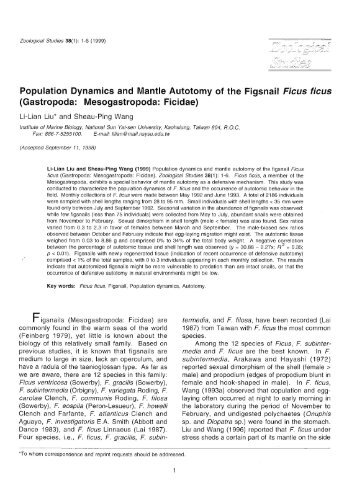 Population Dynamics and Mantle Autotomy of the Figsnail Ficus ...