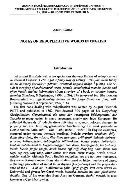 NOTES ON REDUPLICATIVE WORDS IN ENGLISH Introduction Let ...