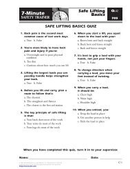 Lifting & Back Safety Trainer 2 Quiz - Monarch Beverage