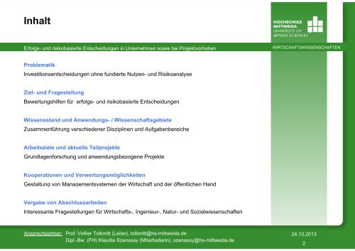 Kurzbeschreibung und Vergabe von Abschlussarbeiten - Fakultät ...