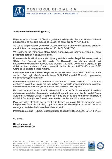 Stimate domnule director general, Regia Autonoma Monitorul Oficial ...