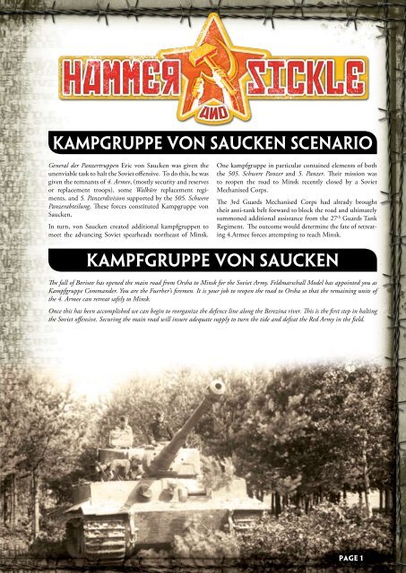 Kampgruppe von Saucken Scenario ... - Flames of War