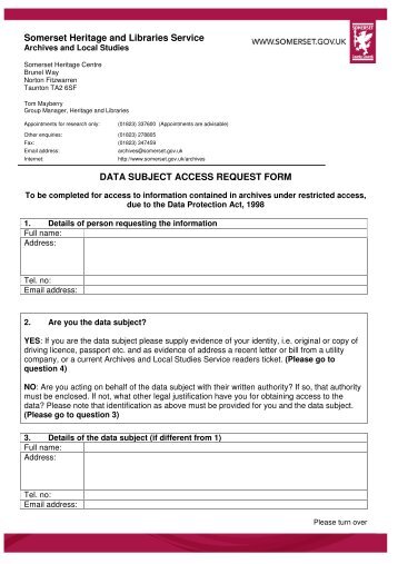 Data Subject Access Request Form