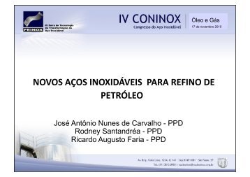 NOVOS AÇOS INOXIDÁVEIS PARA REFINO DE PETRÓLEO