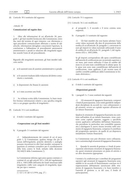 Regolamento (CE) n. 846/2009 della Commissione, del ... - EUR-Lex