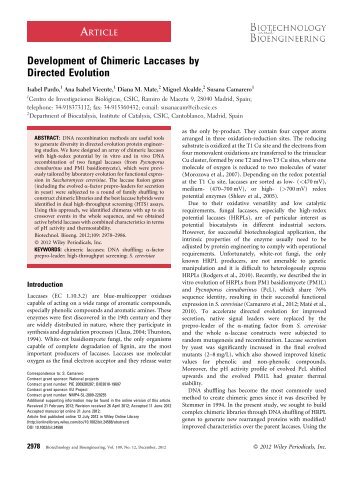 Development of chimeric laccases by directed evolution - Centro de ...