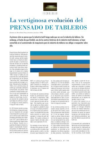 La vertiginosa evolución del PRENSADO DE TABLEROS - Aitim