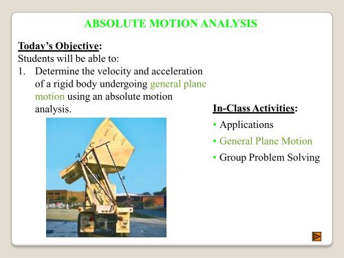 Lecture Notes for Section 16.4 (Absolute Motion Analysis)